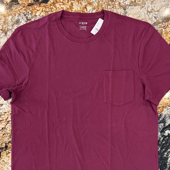NWT J. Crew Men's Crushed Beet Red Slim Washed Jersey Pocket Tee - SIZE XL - Picture 3 of 10